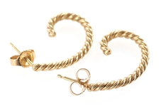 14K YELLOW GOLD TWIST & ROPE DESIGN FASHION EARRINGS