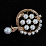 14K YELLOW GOLD PEARL & CZ PENDANTS & NECKLACE