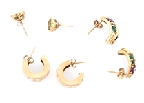 10K YELLOW GOLD SEMI-PRECIOUS STONE EARRINGS & PENDANT