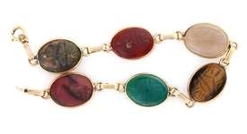 14K YELLOW GOLD SEMI-PRECIOUS STONE SCARAB BRACELET