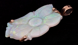 14K YELLOW GOLD CARVED OPAL PENDANT