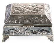STERLING SILVER PERUVIAN REPOUSSE JEWELRY BOX