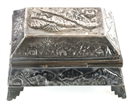 STERLING SILVER PERUVIAN REPOUSSE JEWELRY BOX