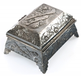 STERLING SILVER PERUVIAN REPOUSSE JEWELRY BOX