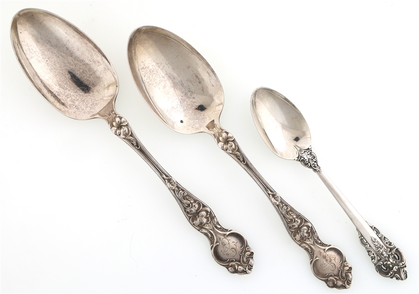 STERLING SILVER WALLACE SERVING SPOONS & TEASPOON