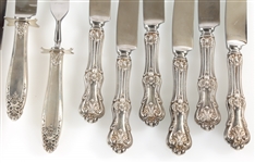 WEIGHTED STERLING SILVER HANDLE KNIVES & CARVING SET