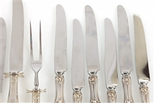WEIGHTED STERLING SILVER HANDLE KNIVES & CARVING SET