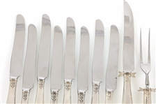 WEIGHTED STERLING SILVER HANDLE KNIVES & CARVING SET