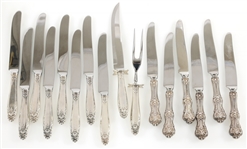 WEIGHTED STERLING SILVER HANDLE KNIVES & CARVING SET