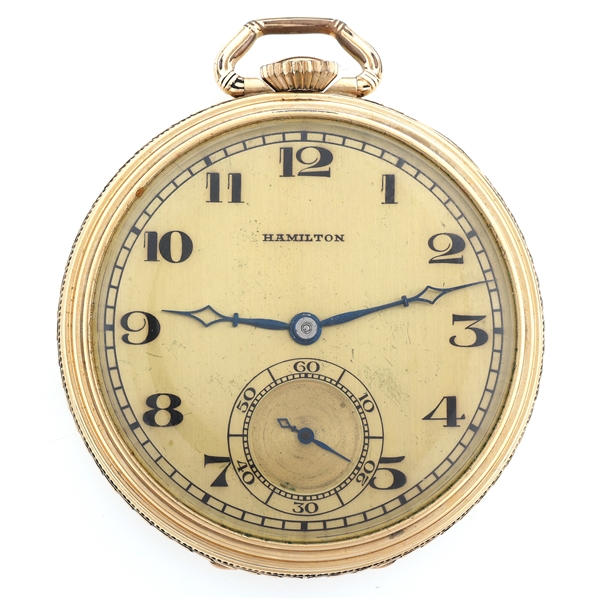 MENS HAMILTON GOLD FILLED CASE POCKET WATCH