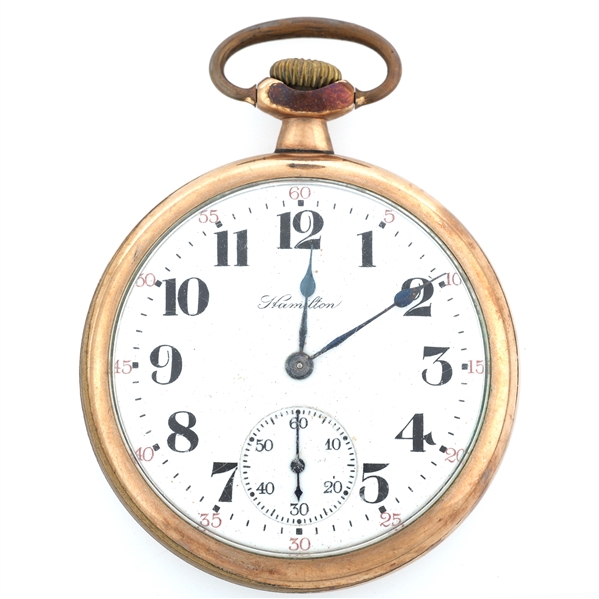 MENS HAMILTON GOLD FILLED CASE POCKET WATCH