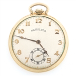 MENS HAMILTON 14K YELLOW GOLD CASE POCKET WATCH