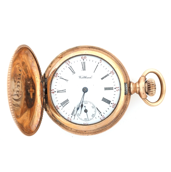 LADIES WALTHAM GOLD FILLED HUNTERS CASE POCKET WATCH