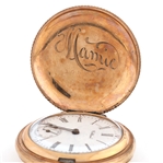 LADIES WALTHAM GOLD FILLED HUNTER'S CASE POCKET WATCH