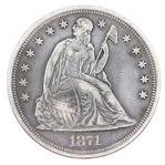 1871 US SILVER SEATED LIBERTY DOLLAR COIN