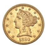 1880-S US $5 CORONET HEAD HALF EAGLE GOLD COIN