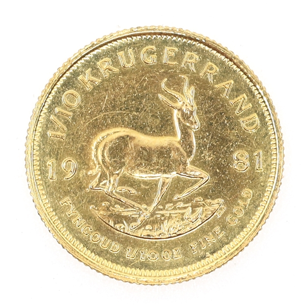 1981 SOUTH AFRICAN 1/10 OZ KRUGERRAND COIN