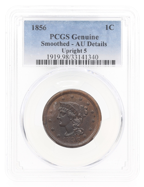 1856 US BRAIDED HAIR LARGE 1 CENT COIN PCGS GRADED