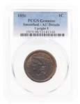 1856 US BRAIDED HAIR LARGE 1 CENT COIN PCGS GRADED