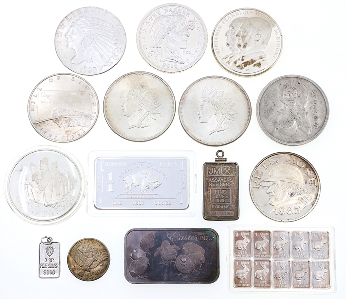 UNITED STATES SILVER ROUNDS, INGOTS, & TOKEN