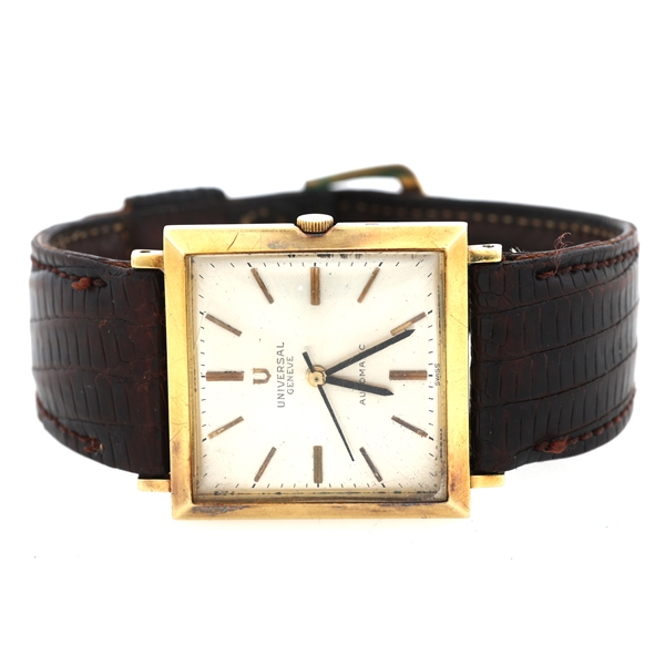 MENS UNIVERSAL AUTOMATIC 18K GOLD CASE WRIST WATCH