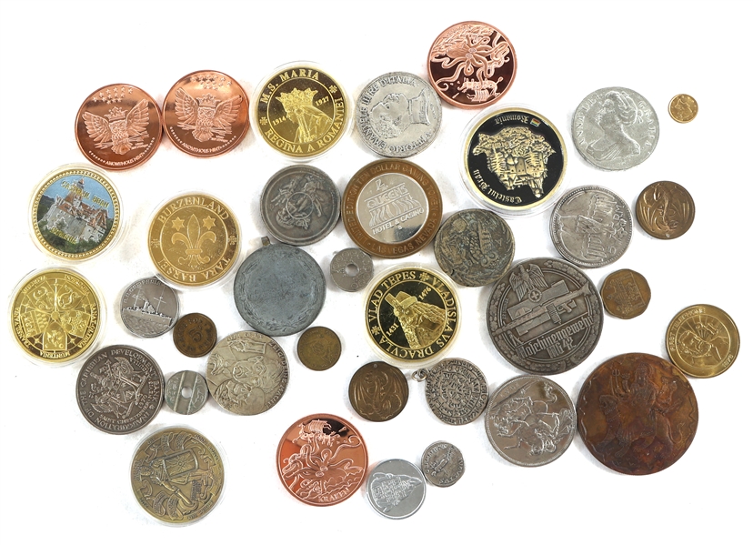 US & FOREIGN TOKENS, FANTASY COINS, & COPPER BULLION