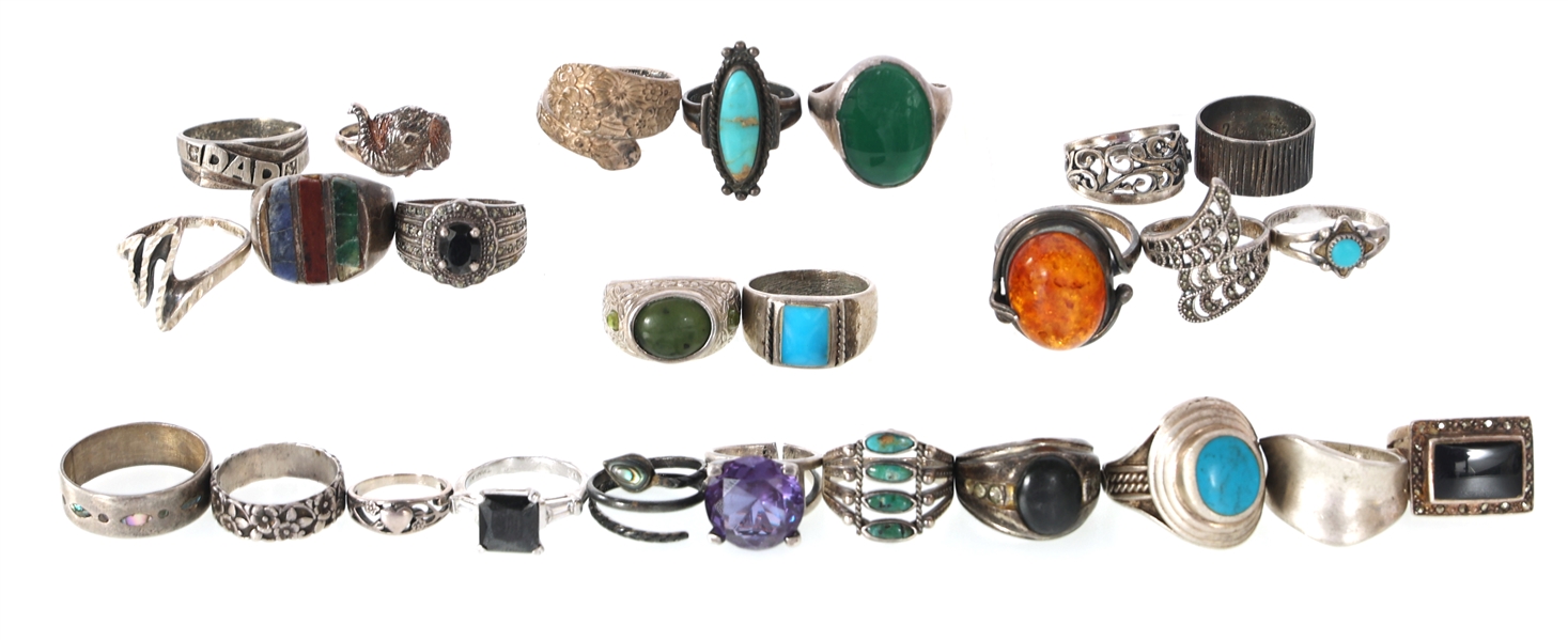STERLING SILVER RINGS - LOT OF 26