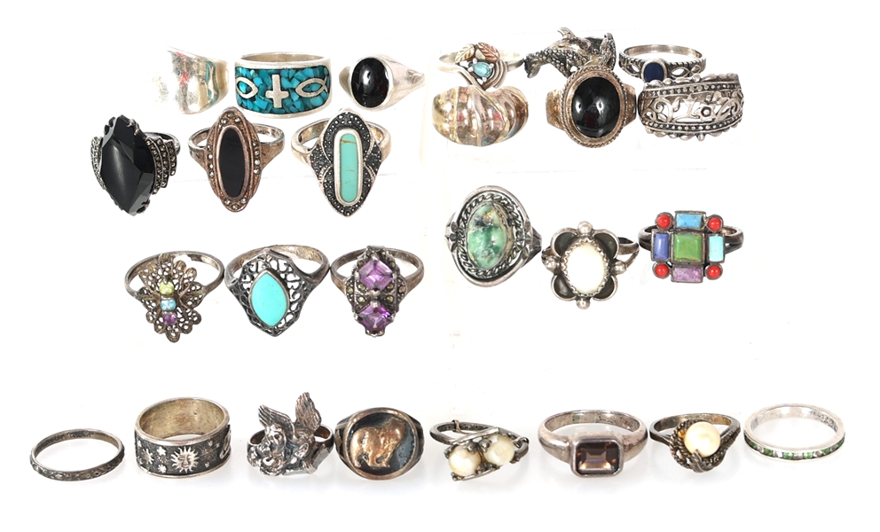 STERLING SILVER RINGS - LOT OF 26