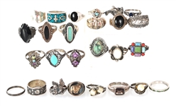 STERLING SILVER RINGS - LOT OF 26