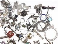 STERLING SILVER JEWELRY - BROOCHES, BRACELETS, & MORE