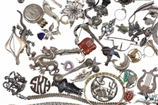STERLING SILVER JEWELRY - BROOCHES, BRACELETS, & MORE