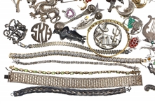 STERLING SILVER JEWELRY - BROOCHES, BRACELETS, & MORE