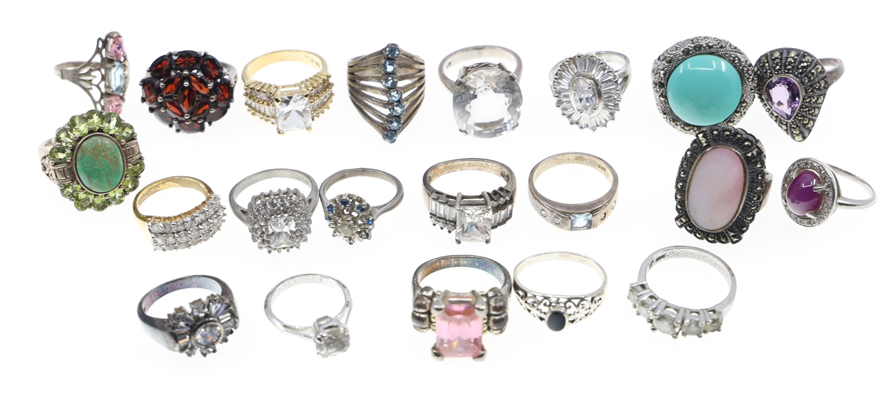 STERLING SILVER RINGS - LOT OF 21