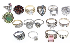STERLING SILVER RINGS - LOT OF 21