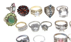 STERLING SILVER RINGS - LOT OF 21