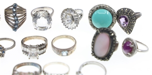 STERLING SILVER RINGS - LOT OF 21