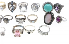 STERLING SILVER RINGS - LOT OF 21
