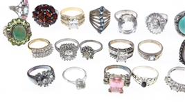 STERLING SILVER RINGS - LOT OF 21