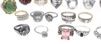 STERLING SILVER RINGS - LOT OF 21