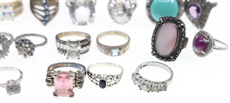 STERLING SILVER RINGS - LOT OF 21