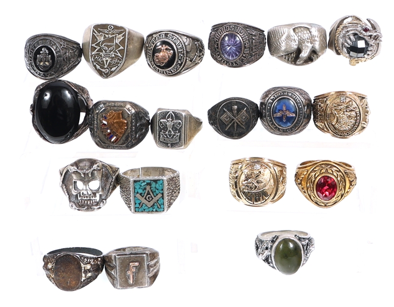 MENS STERLING SILVER RINGS - LOT OF 19