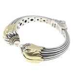 LAGOS CAVIAR STERLING SILVER & 18K GOLD CUFF BRACELET