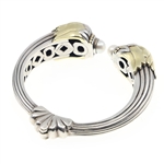 LAGOS CAVIAR STERLING SILVER & 18K GOLD CUFF BRACELET