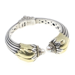 LAGOS CAVIAR STERLING SILVER & 18K GOLD CUFF BRACELET