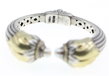 LAGOS CAVIAR STERLING SILVER & 18K GOLD CUFF BRACELET