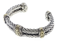 SCOTT KAY STERLING SILVER 18K GOLD CABLE CUFF BRACELET