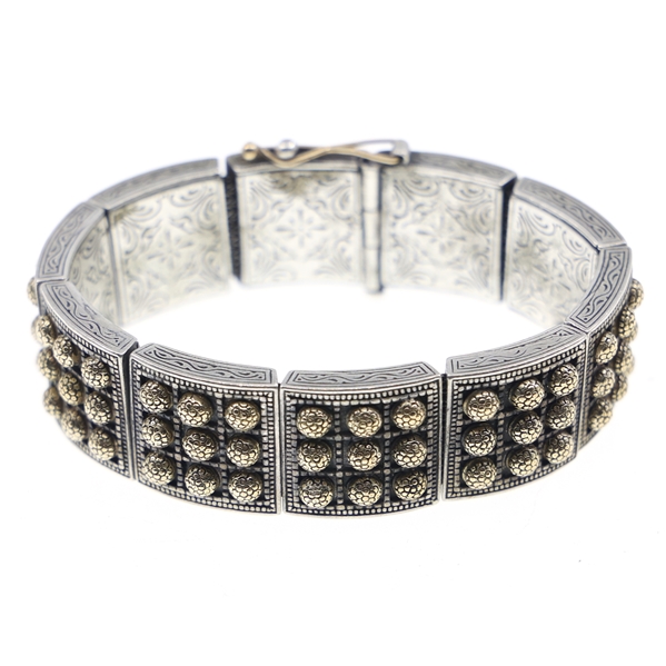 KONSTANTINO STERLING SILVER 18K GOLD HOBNAIL BRACELET