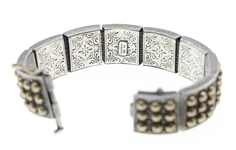KONSTANTINO STERLING SILVER 18K GOLD HOBNAIL BRACELET