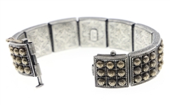 KONSTANTINO STERLING SILVER 18K GOLD HOBNAIL BRACELET