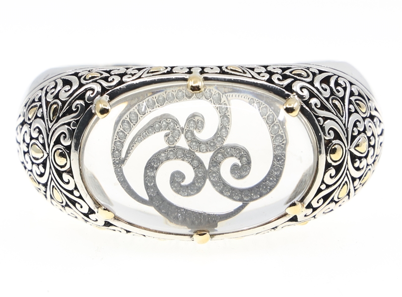 JOHN HARDY DIAMOND STERLING SILVER 18K GOLD BRACLET